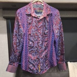 Robert Graham Purple and Red Paisley Button Down Shirt